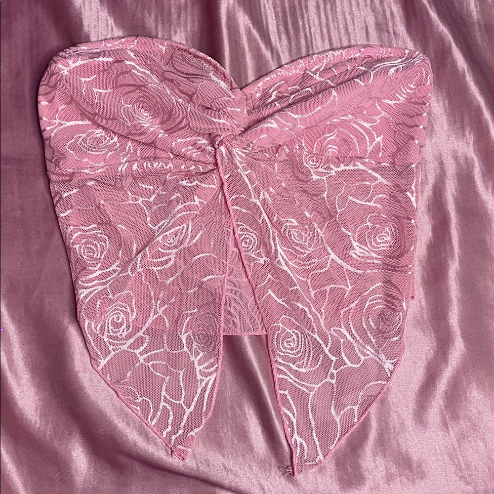 Windsor Pink Floral Lace Strapless Bustier Top